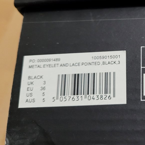 Brand New Missguided Black Metal Eyelet and Lace Pointed Boots - Picture 6 of 6